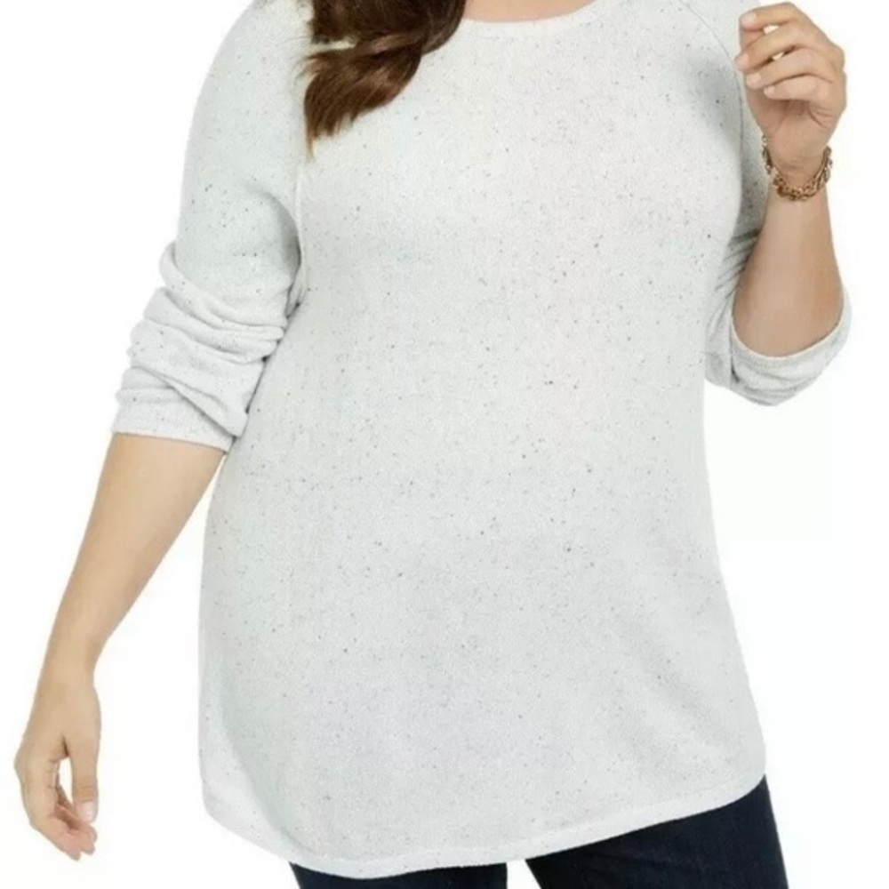 NWT Karen Scott Confetti White Tunic Top 1x